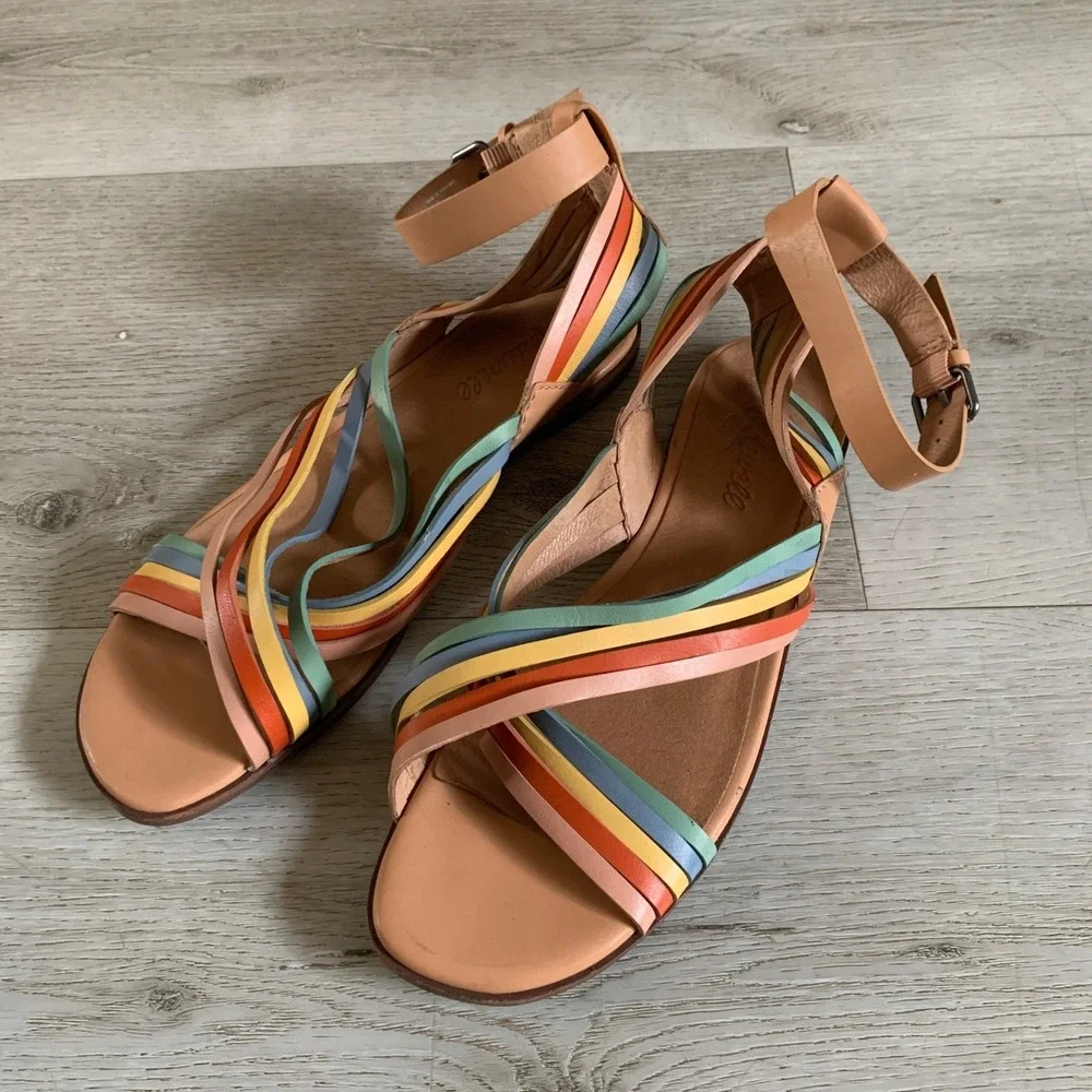 Madewell The Samira Flat Womens Sandal leather‎ soft colorful sandal beige